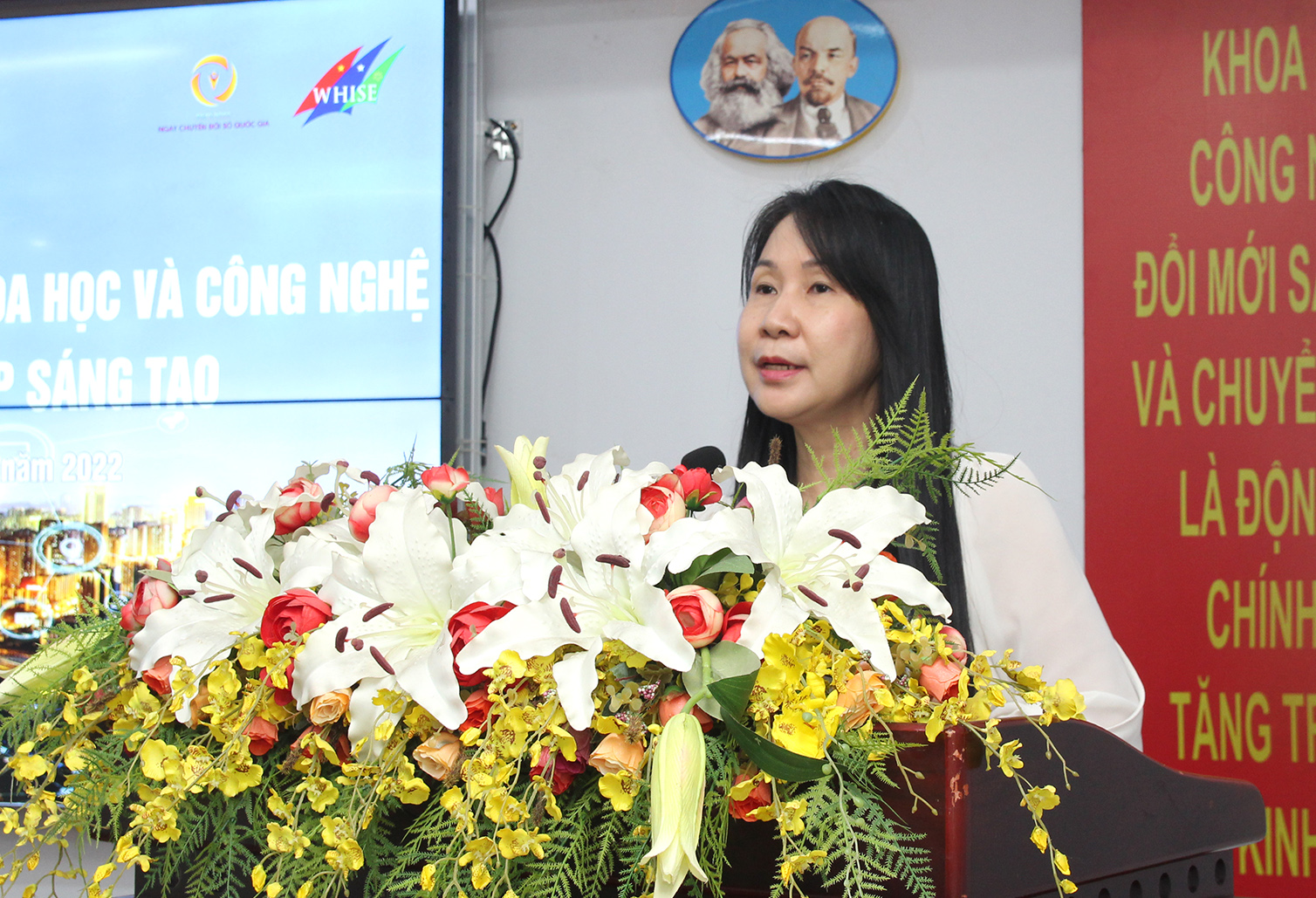 Đồng chí Chu Vân Hải, Phó giám đốc Sở Khoa học và Công nghệ phát biểu tại Hội nghị (Ảnh:H.H)